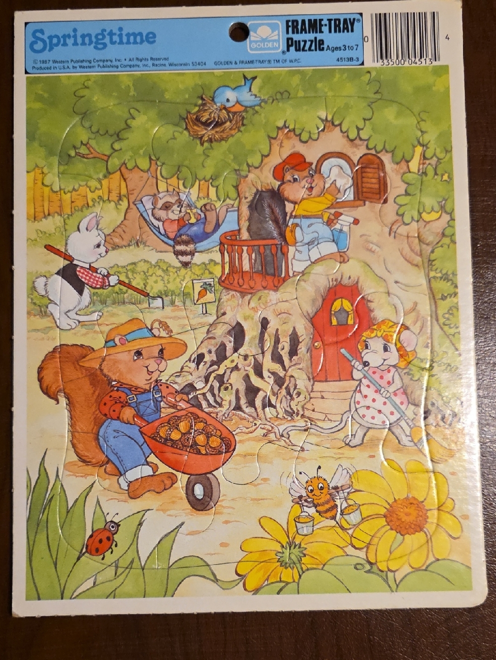 Golden Frame-Tray "Springtime" Kids Puzzle - Colorful Woodland Scene